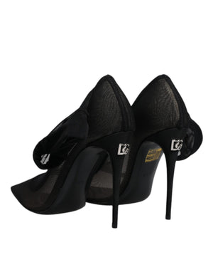 Schwarz Viskose Mesh Socke Stil Stiefel Schuhe