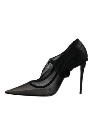 Schwarz Viskose Mesh Socke Stil Stiefel Schuhe