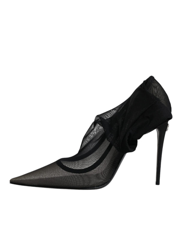 Schwarz Viskose Mesh Socke Stil Stiefel Schuhe