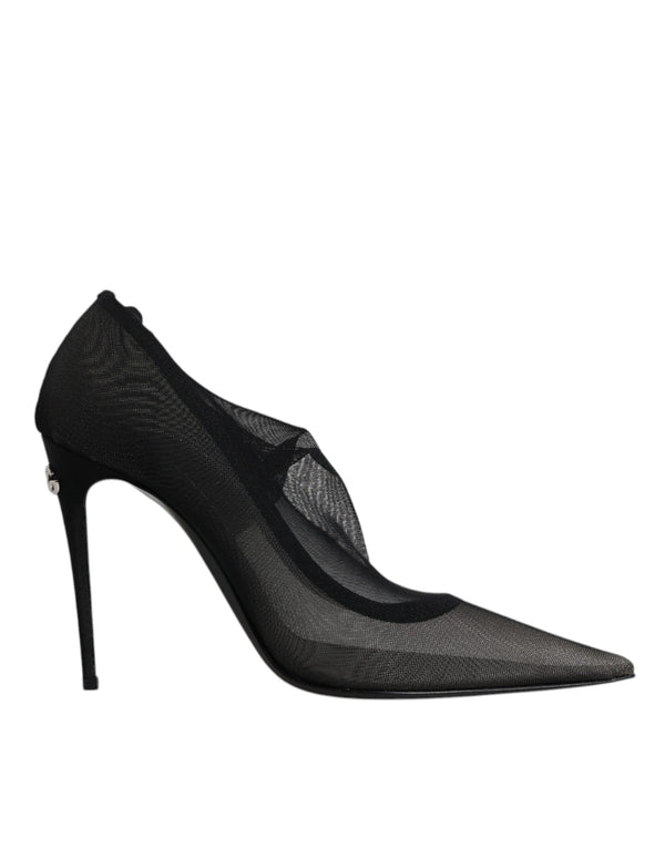 Schwarz Viskose Mesh Socke Stil Stiefel Schuhe
