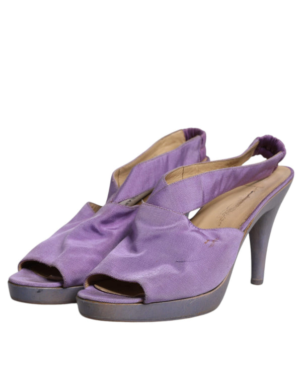 Lila Plattform Slingback Heels Sandalen Schuhe