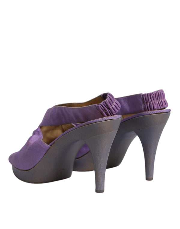 Lila Plattform Slingback Heels Sandalen Schuhe