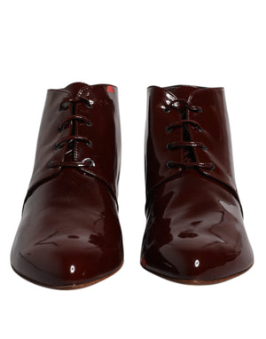 Maroon Leder Schnürstiefel Schuhe