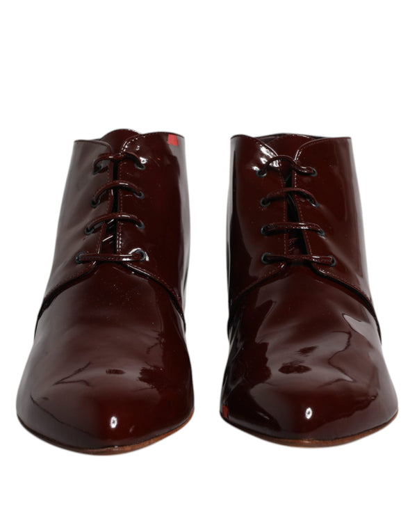 Maroon Leder Schnürstiefel Schuhe