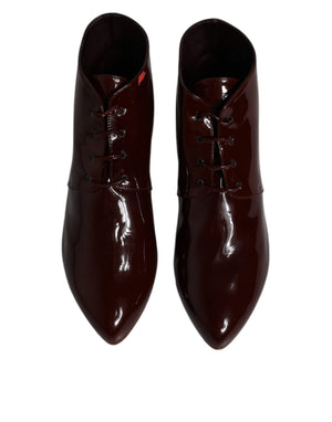 Maroon Leder Schnürstiefel Schuhe