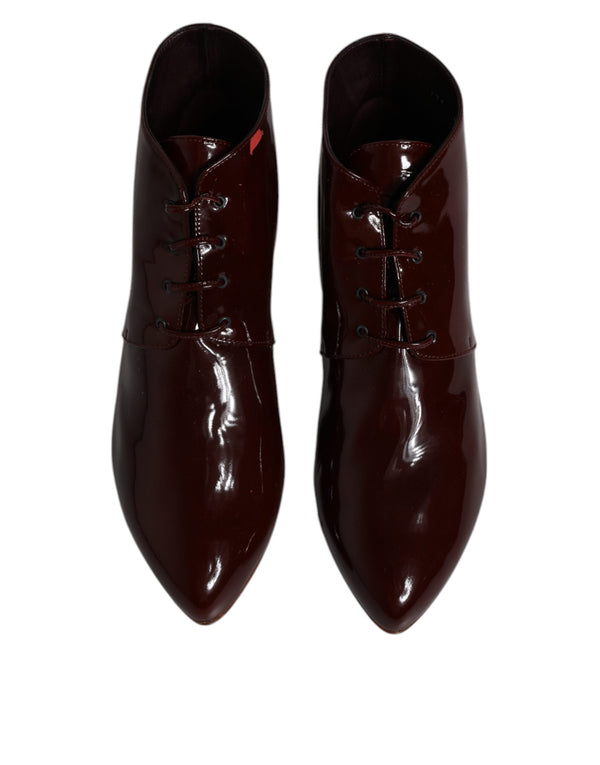 Maroon Leder Schnürstiefel Schuhe