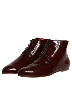 Maroon Leder Schnürstiefel Schuhe