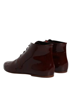 Maroon Leder Schnürstiefel Schuhe
