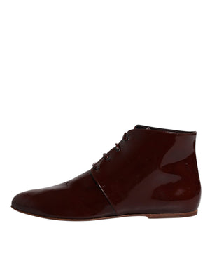 Maroon Leder Schnürstiefel Schuhe