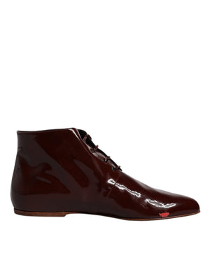 Maroon Leder Schnürstiefel Schuhe