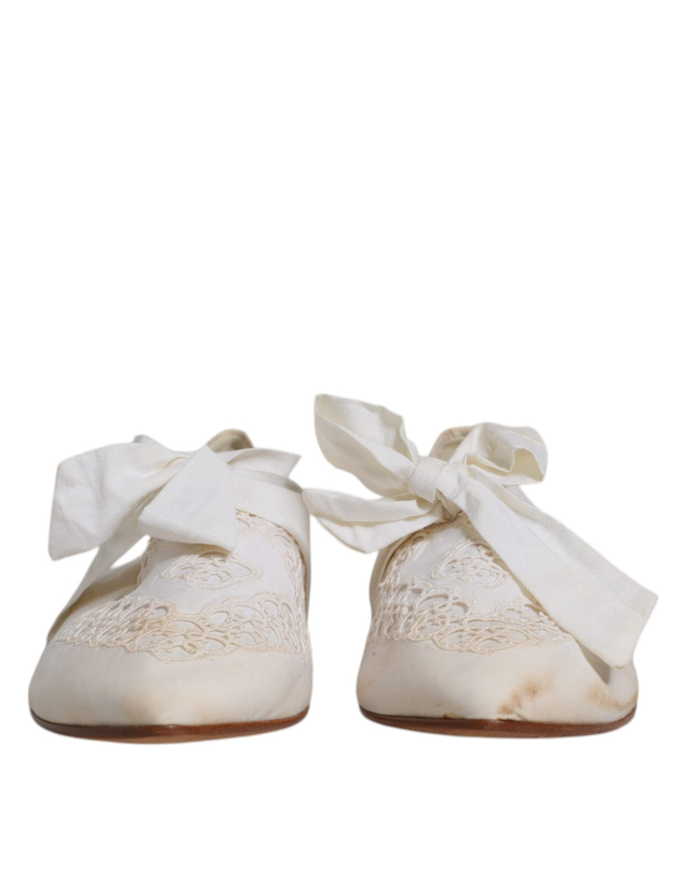 Weiße Schleife Stoff Ballerina Flats Schuhe