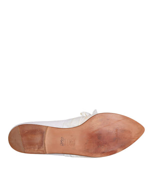 Weiße Schleife Stoff Ballerina Flats Schuhe