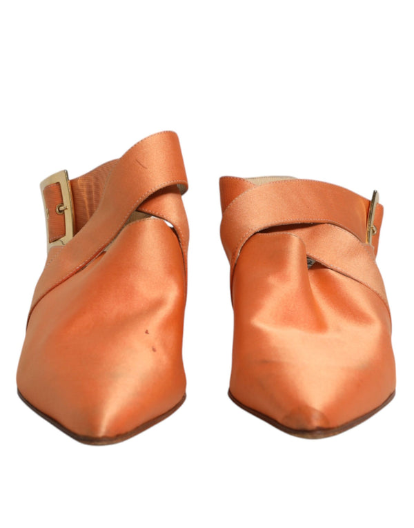 Orange Kitten Heels Slingback Sandalen Schuhe