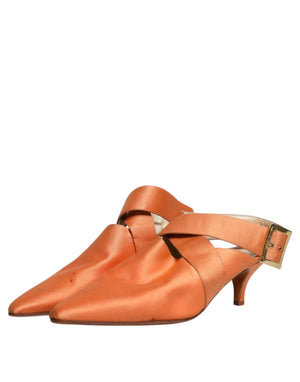 Orange Kitten Heels Slingback Sandalen Schuhe