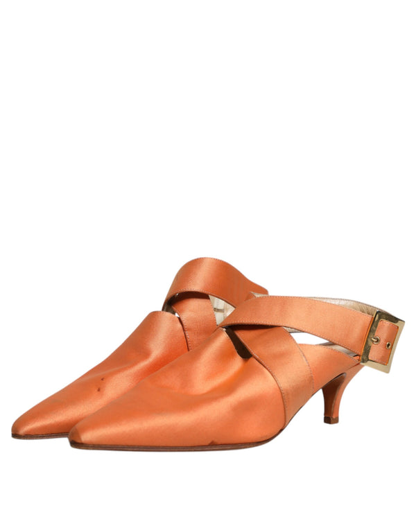 Orange Kitten Heels Slingback Sandalen Schuhe