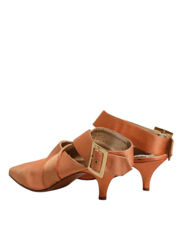 Orange Kitten Heels Slingback Sandalen Schuhe
