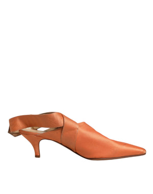 Orange Kitten Heels Slingback Sandalen Schuhe