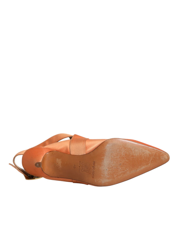 Orange Kitten Heels Slingback Sandalen Schuhe