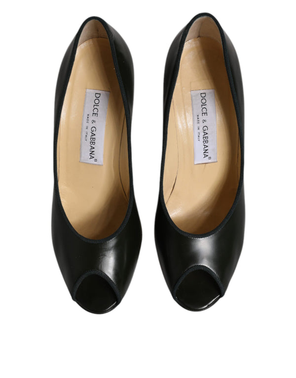 Grün Leder Peep Toe Heels Pumps Schuhe