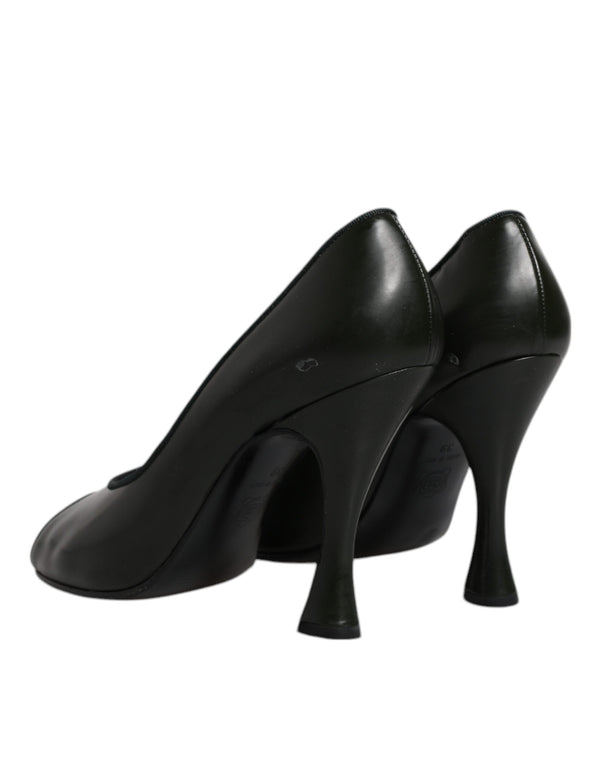 Grün Leder Peep Toe Heels Pumps Schuhe