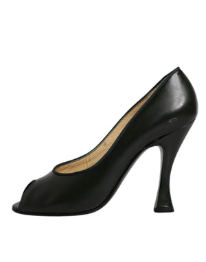 Grün Leder Peep Toe Heels Pumps Schuhe