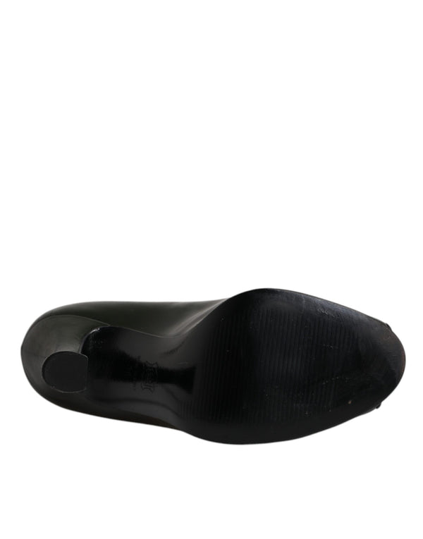 Grün Leder Peep Toe Heels Pumps Schuhe