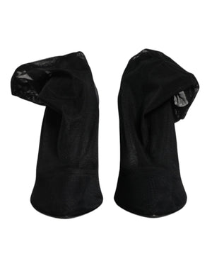 Schwarz Seide Mesh Socke Stil Stiefel Schuhe