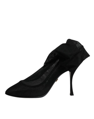 Schwarz Seide Mesh Socke Stil Stiefel Schuhe