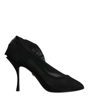 Schwarz Seide Mesh Socke Stil Stiefel Schuhe