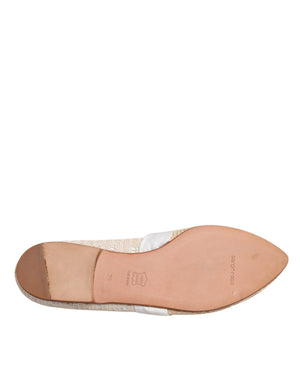Beige Ribbon Stoff Ballerina Flats Schuhe