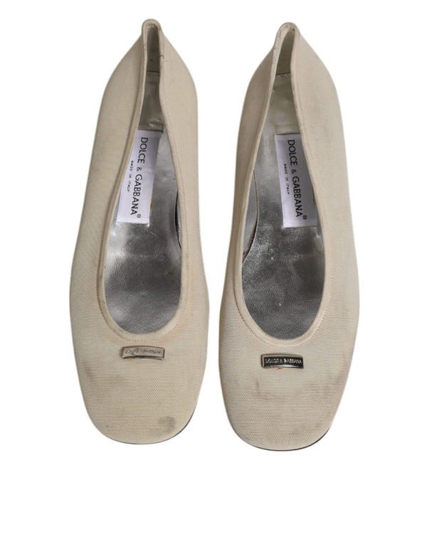 Beige Stoff Slip On Ballerina Flats Schuhe