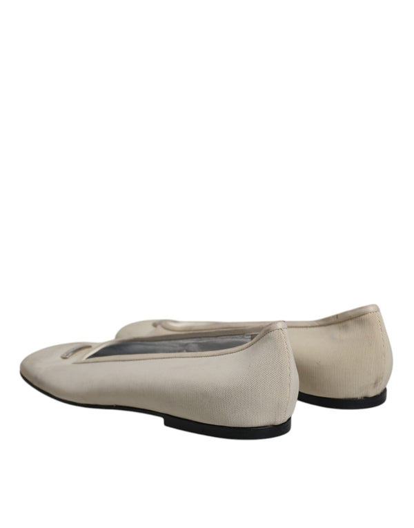 Beige Stoff Slip On Ballerina Flats Schuhe