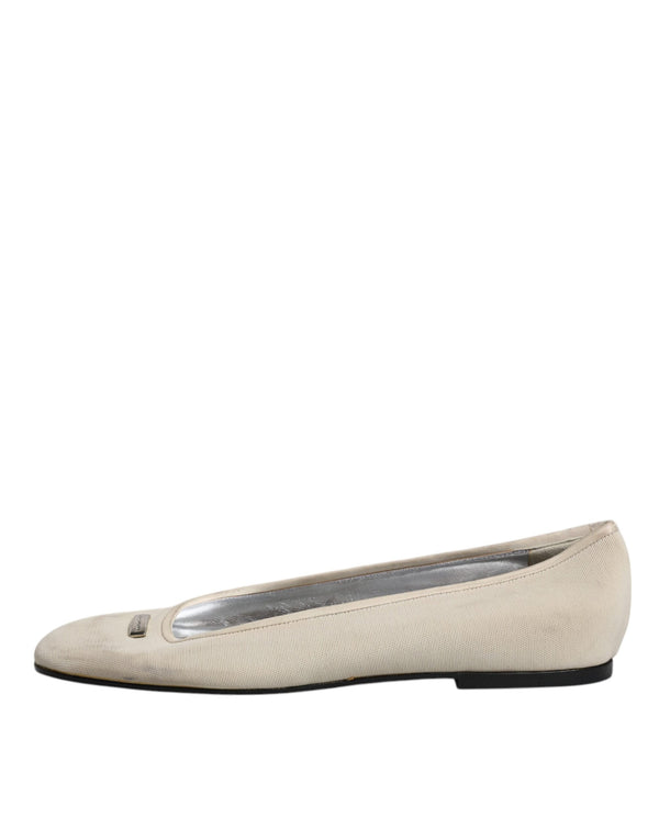 Beige Stoff Slip On Ballerina Flats Schuhe