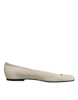 Beige Stoff Slip On Ballerina Flats Schuhe