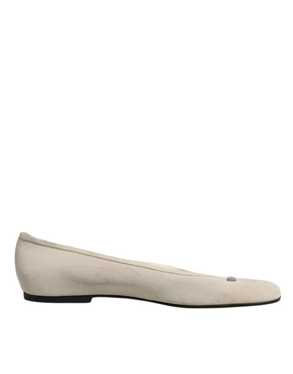 Beige Stoff Slip On Ballerina Flats Schuhe