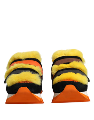 Multicolor Pelz verschönert Turnschuhe Schuhe