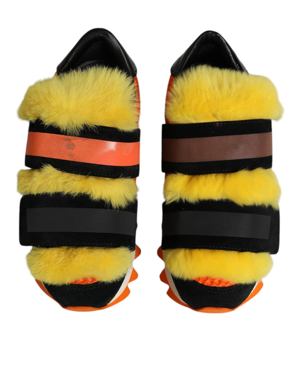 Multicolor Pelz verschönert Turnschuhe Schuhe