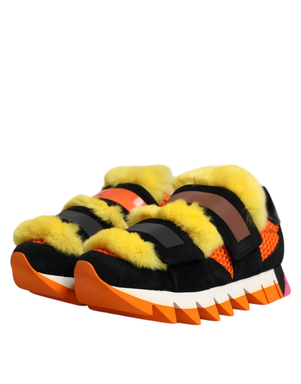 Multicolor Pelz verschönert Turnschuhe Schuhe