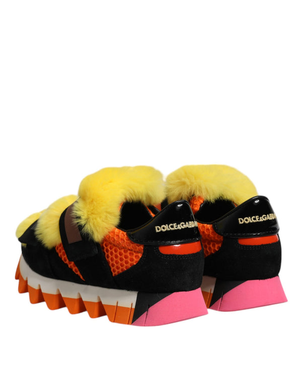 Multicolor Pelz verschönert Turnschuhe Schuhe