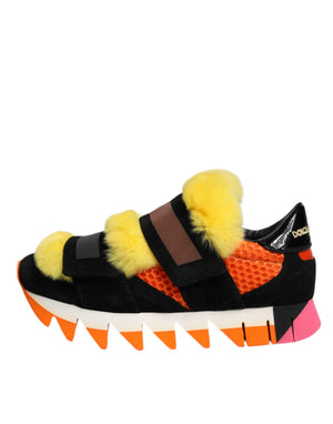 Multicolor Pelz verschönert Turnschuhe Schuhe