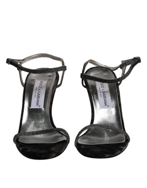 Schwarzer Knöchelriemen High Heels Sandalen Schuhe