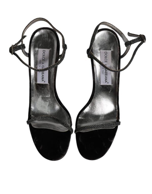 Schwarzer Knöchelriemen High Heels Sandalen Schuhe