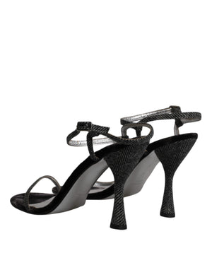 Schwarzer Knöchelriemen High Heels Sandalen Schuhe