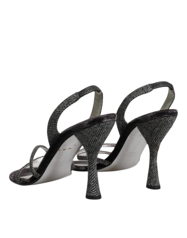 Schwarz Chevron High Heels Sandalen Schuhe