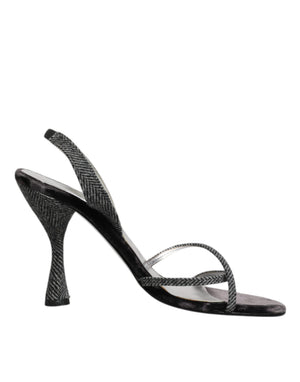 Schwarz Chevron High Heels Sandalen Schuhe