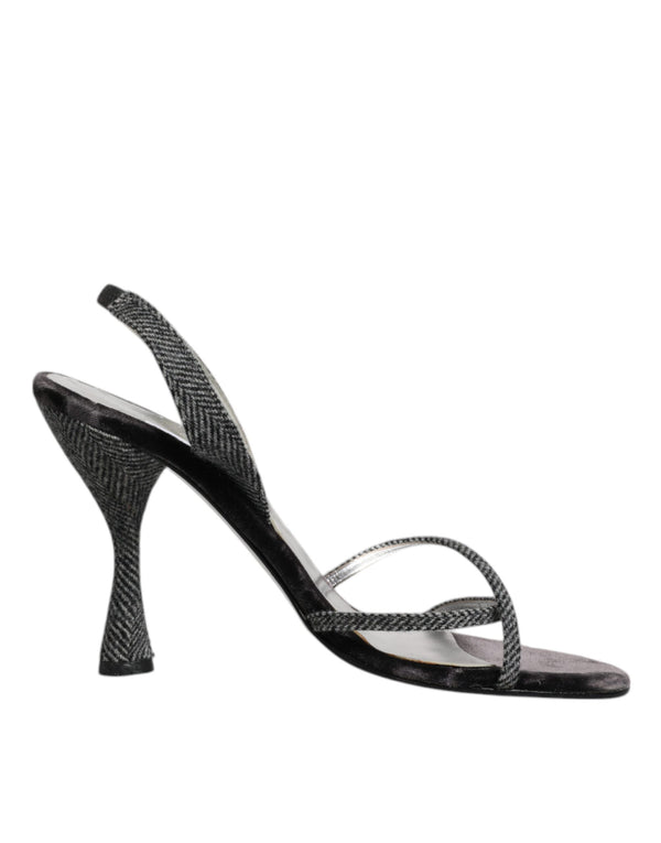 Schwarz Chevron High Heels Sandalen Schuhe
