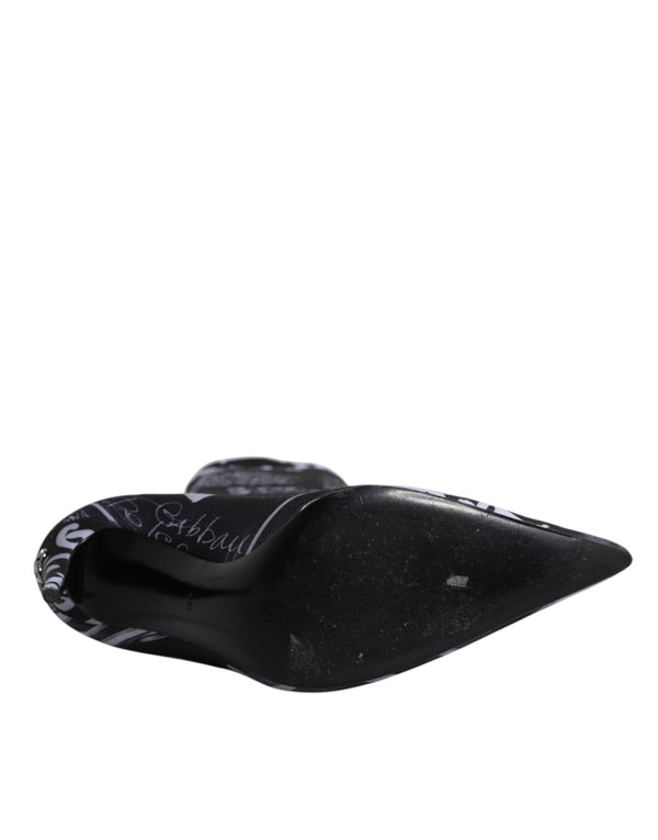 Schwarz Logo Stretch Heels Hohe Stiefel Schuhe