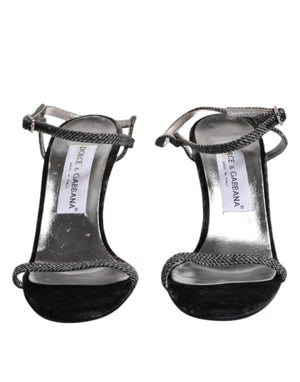 Schwarzer Knöchelriemen High Heels Sandalen Schuhe