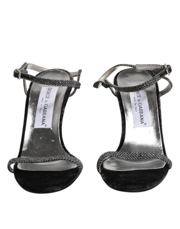 Schwarzer Knöchelriemen High Heels Sandalen Schuhe