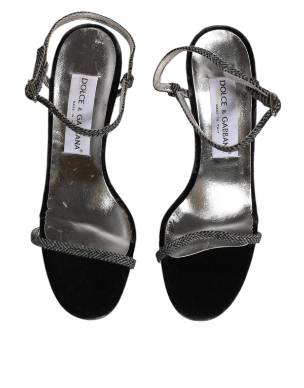 Schwarzer Knöchelriemen High Heels Sandalen Schuhe